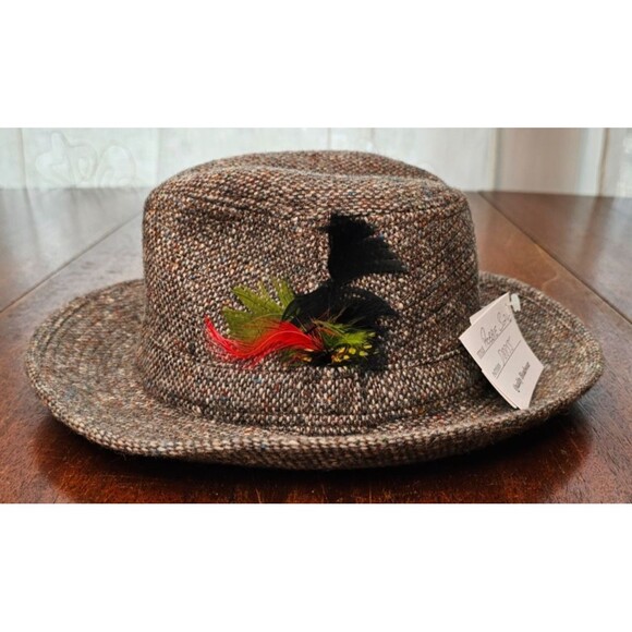 Jonathan Richards "Robbie" Taupe 100% Wool Tweed Fedora 55/6 3/4 NWT - Picture 8 of 8
